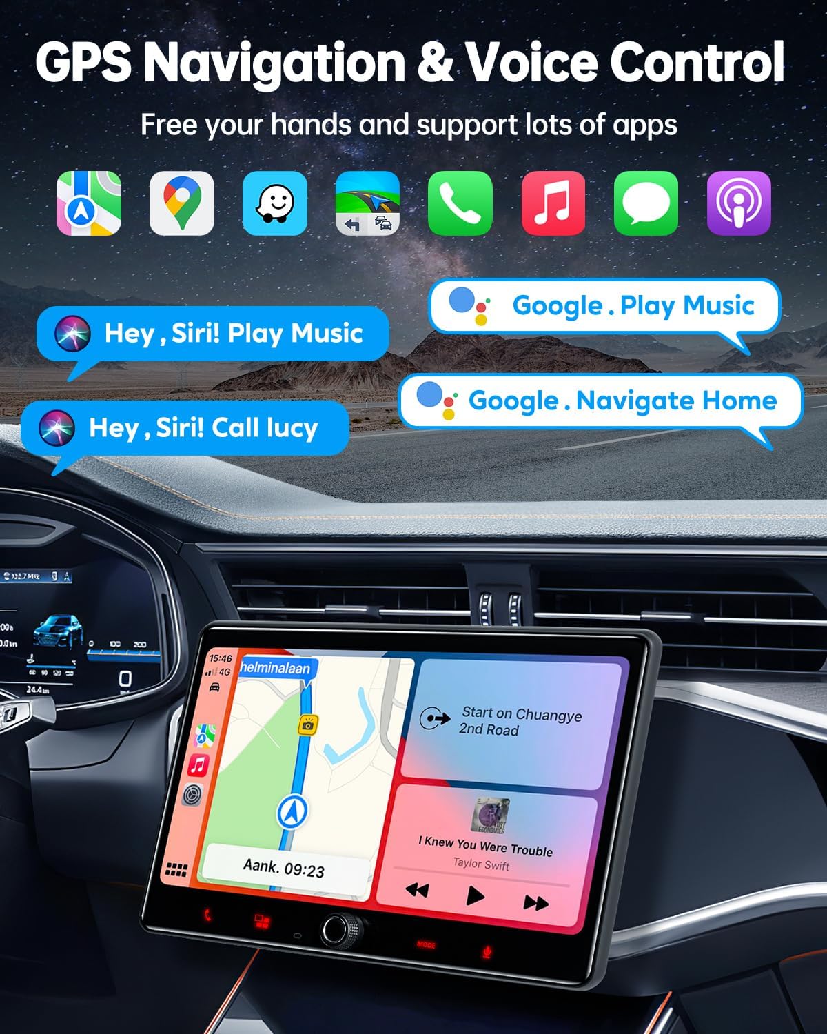 MP-106 10.1 Inch Single Din Car Stereo With Wireless Apple CarPlay & Android Auto