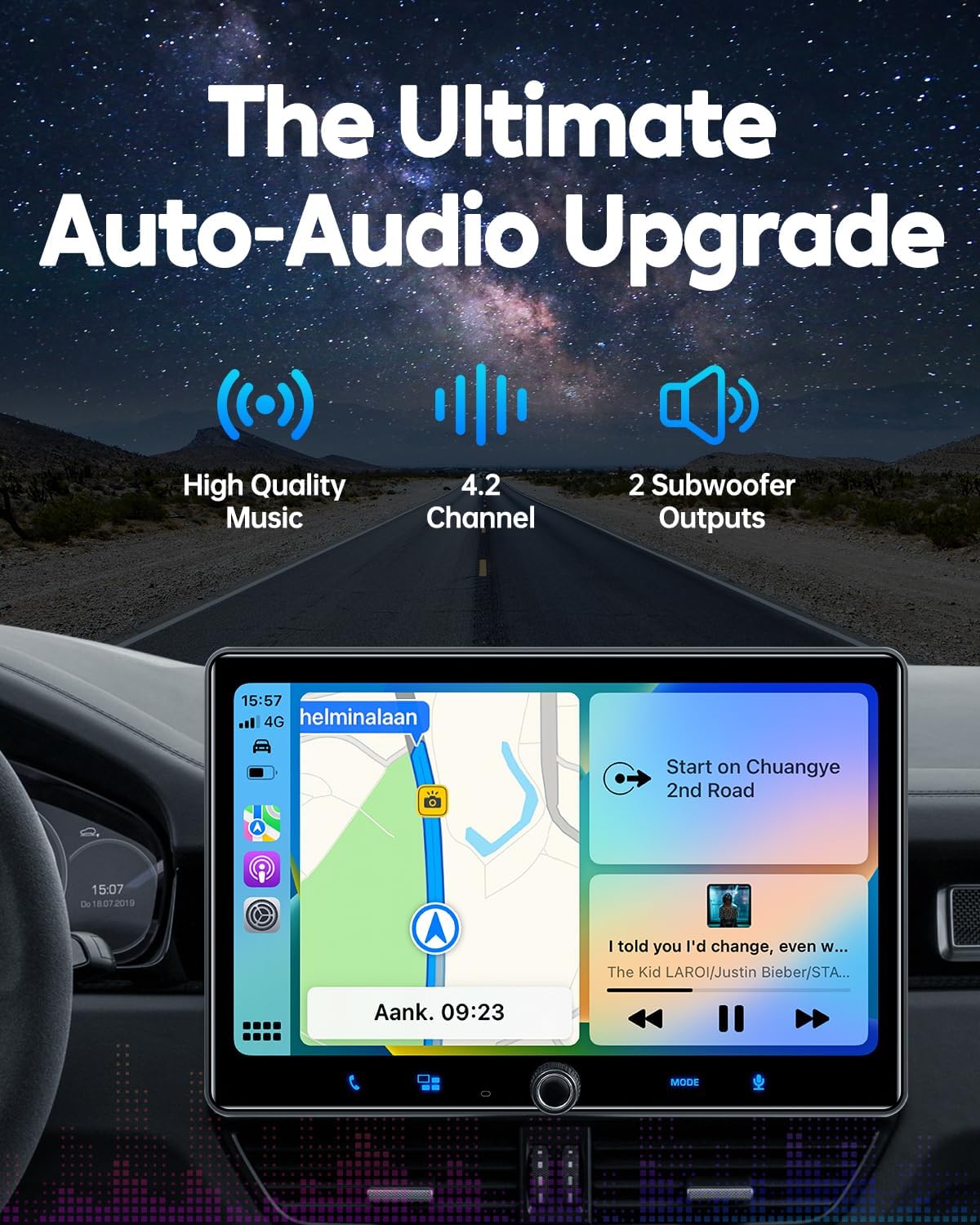 MP-106 10.1 Inch Single Din Car Stereo With Wireless Apple CarPlay & Android Auto