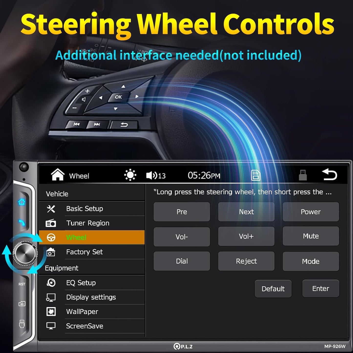 MP-926W 7 Inch Double Din Car Stereo With Wireless Apple CarPlay & Android Auto