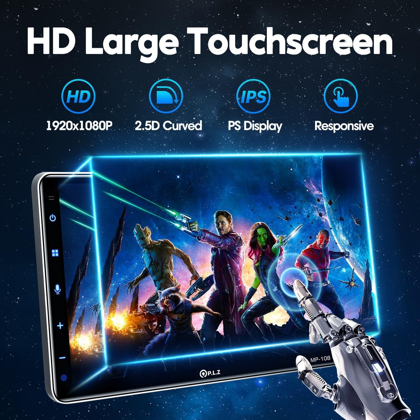 MP-108 10.1 Inch Single Din Car Stereo With Wireless Apple CarPlay & Android Auto