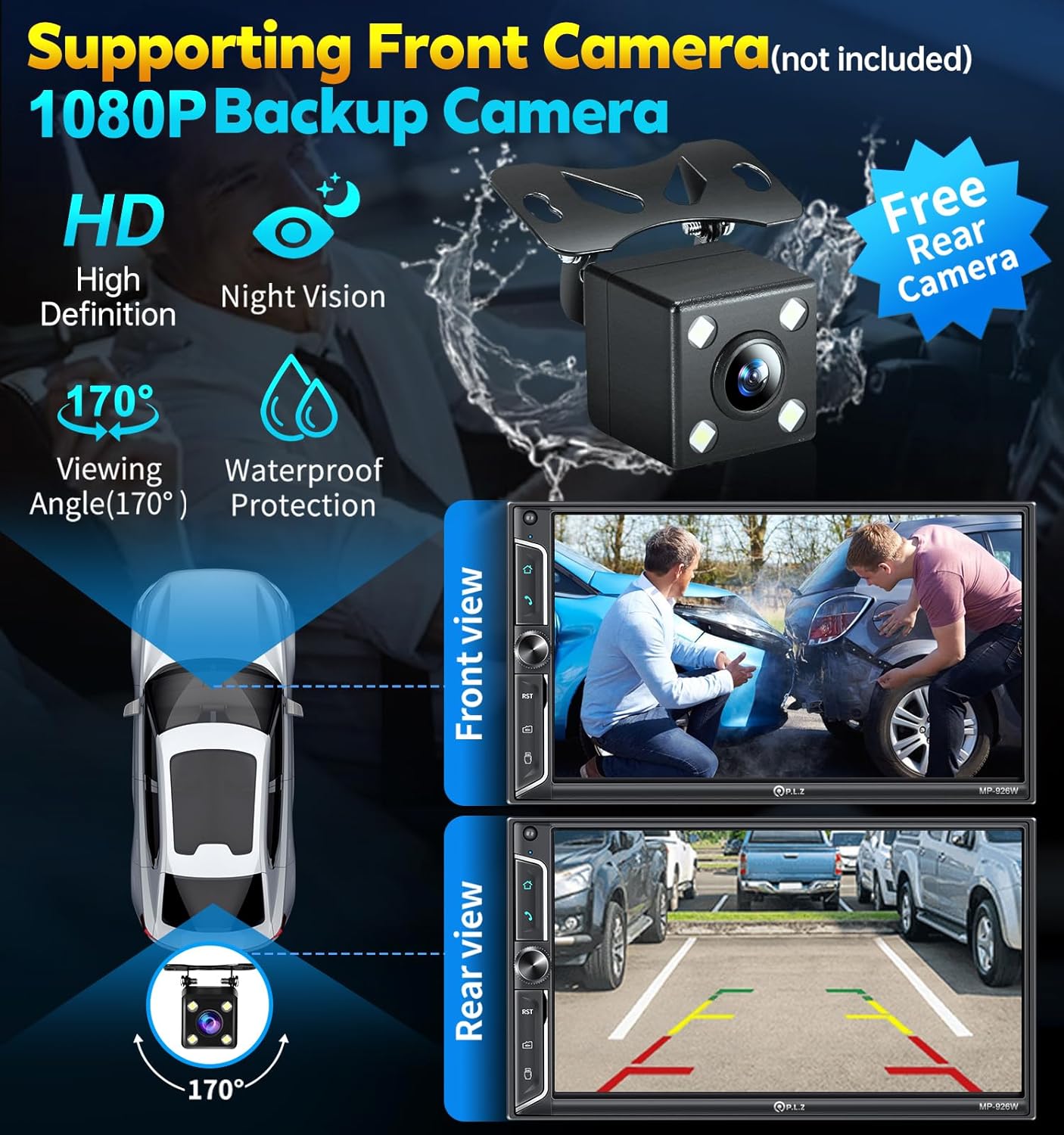 MP-926W 7 Inch Double Din Car Stereo With Wireless Apple CarPlay & Android Auto