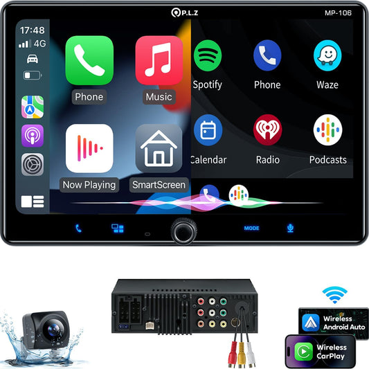 MP-106 10.1 Inch Single Din Car Stereo With Wireless Apple CarPlay & Android Auto