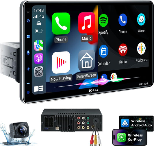MP-108 10.1 Inch Single Din Car Stereo With Wireless Apple CarPlay & Android Auto